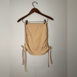 Medium Tan Ruched Skirt with Side Ties